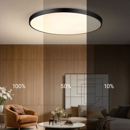 Immax NEO 07314L - SEMPLICI LED Dimmable Ceiling Light LED/128W/230V Ø 100 cm Tuya Wi-Fi, Black + Remote Control