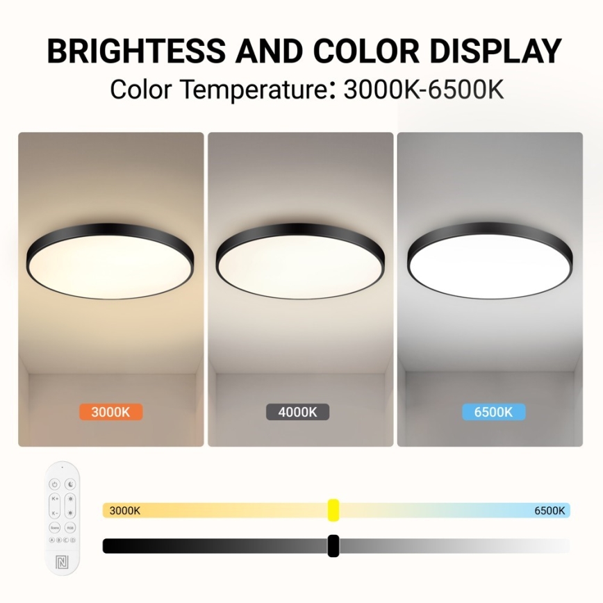 Immax NEO 07314L - SEMPLICI LED Dimmable Ceiling Light LED/128W/230V Ø 100 cm Tuya Wi-Fi, Black + Remote Control