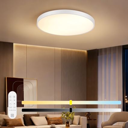 Immax NEO 07315L - SEMPLICI LED dimmable ceiling light LED/96W/230V Ø 80 cm Tuya Wi-Fi white + remote control
