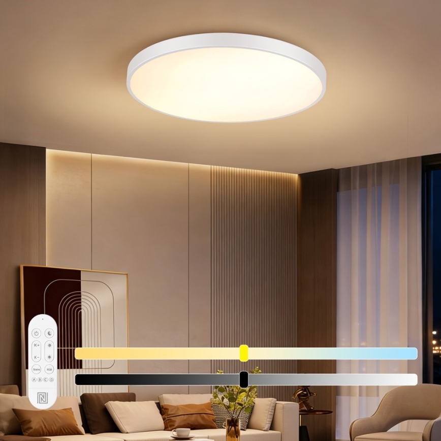 Immax NEO 07315L - SEMPLICI LED dimmable ceiling light LED/96W/230V Ø 80 cm Tuya Wi-Fi white + remote control
