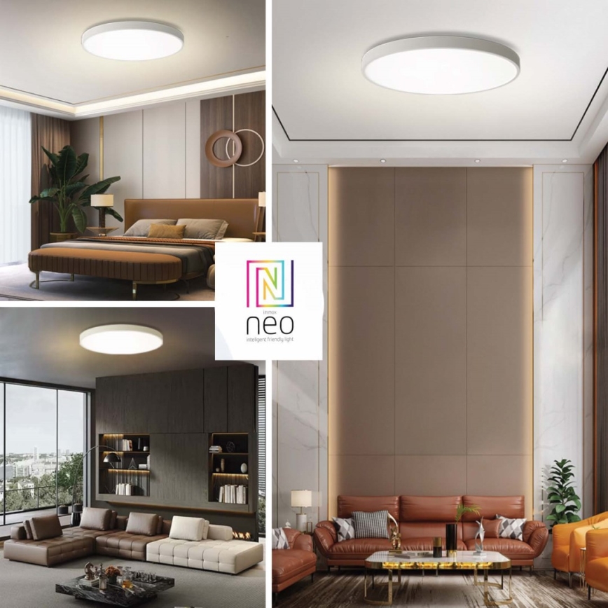 Immax NEO 07315L - SEMPLICI LED dimmable ceiling light LED/96W/230V Ø 80 cm Tuya Wi-Fi white + remote control