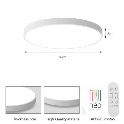 Immax NEO 07315L - SEMPLICI LED dimmable ceiling light LED/96W/230V Ø 80 cm Tuya Wi-Fi white + remote control