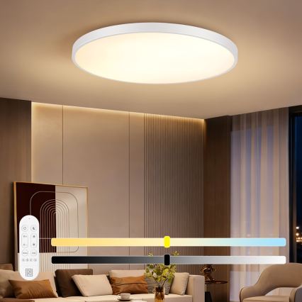 Immax NEO 07316L - SEMPLICI LED Dimmable Ceiling Light, 128 W, 230 V, Ø 100 cm, Tuya Wi‑Fi, White + Remote Control