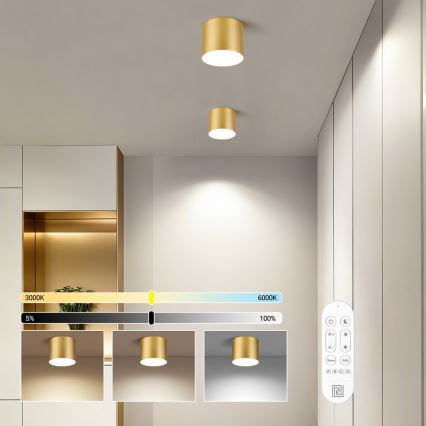 Immax NEO 07317L - RONDATE LED/18W/230V Dimmable ceiling light, Ø 11,5cm, Wi-Fi Tuya, gold
