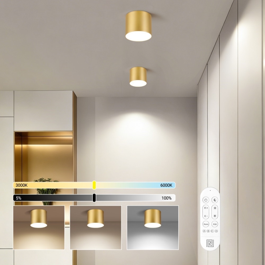 Immax NEO 07317L - RONDATE LED/18W/230V Dimmable ceiling light, Ø 11,5cm, Wi-Fi Tuya, gold