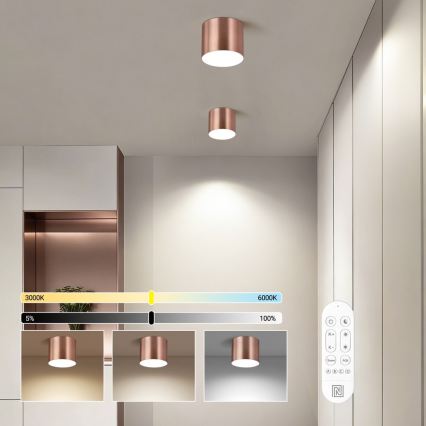 Immax NEO 07319L - LED Dimmable ceiling light RONDATE LED/18W/230V dia. 11.5 cm Wi-Fi Tuya Rose Gold