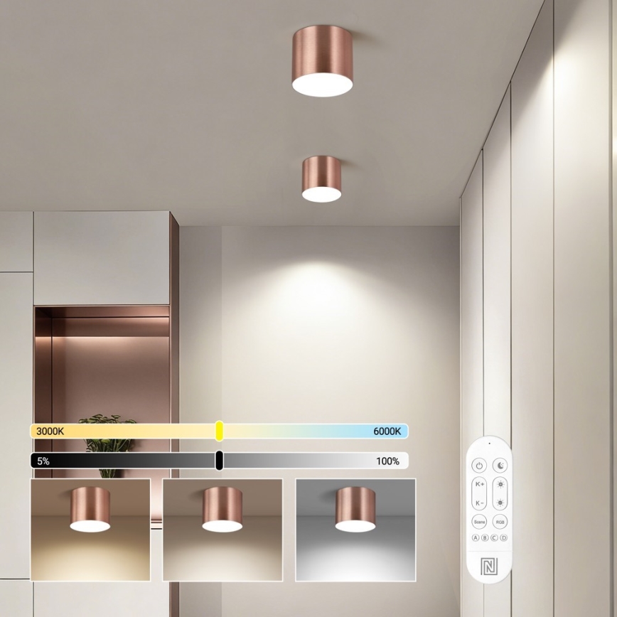 Immax NEO 07319L - LED Dimmable ceiling light RONDATE LED/18W/230V dia. 11.5 cm Wi-Fi Tuya Rose Gold