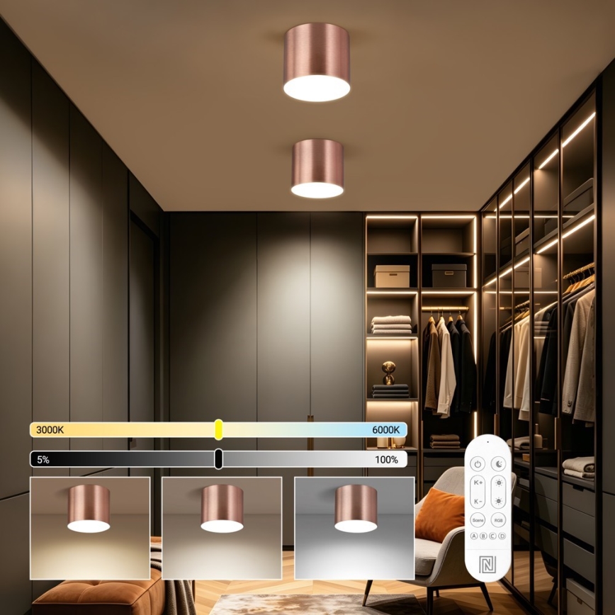 Immax NEO 07320L - RONDATE LED Dimmable Ceiling Light LED/32W/230V Ø 16.5 cm Tuya Wi-Fi, Rose Gold