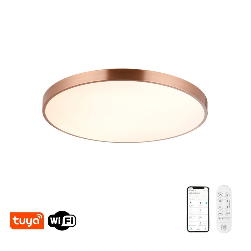 Immax NEO 07323L - Dimmable LED ceiling light SEMPLICI LED/96W/230V dia. 80 cm Wi-Fi Tuya rose gold + remote control