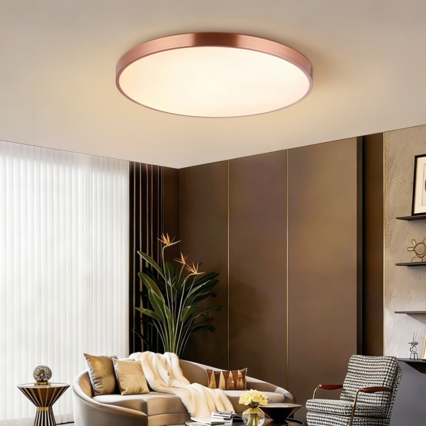 Immax NEO 07323L - Dimmable LED ceiling light SEMPLICI LED/96W/230V dia. 80 cm Wi-Fi Tuya rose gold + remote control