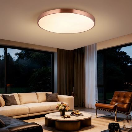 Immax NEO 07323L - Dimmable LED ceiling light SEMPLICI LED/96W/230V dia. 80 cm Wi-Fi Tuya rose gold + remote control