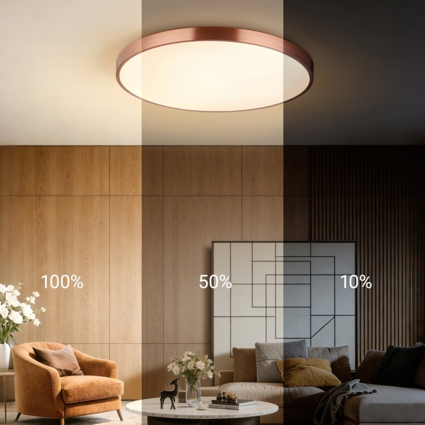 Immax NEO 07323L - Dimmable LED ceiling light SEMPLICI LED/96W/230V dia. 80 cm Wi-Fi Tuya rose gold + remote control