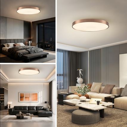 Immax NEO 07323L - Dimmable LED ceiling light SEMPLICI LED/96W/230V dia. 80 cm Wi-Fi Tuya rose gold + remote control