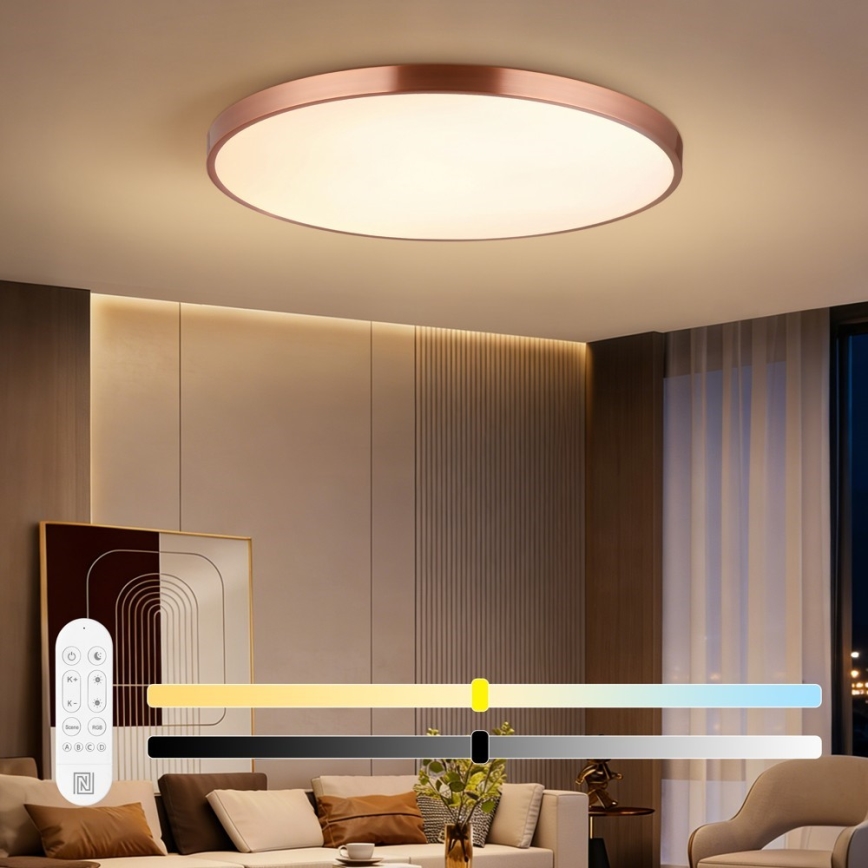 Immax NEO 07324L - LED Dimmable Ceiling Light SEMPLICI LED/128W/230V Ø 100 cm Wi-Fi Tuya gold + remote control