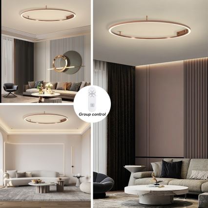 Immax NEO 07325-120C - LED Dimmable Ceiling Light FINO LED/72W/230V 120 cm Tuya Rose Gold + Remote Control
