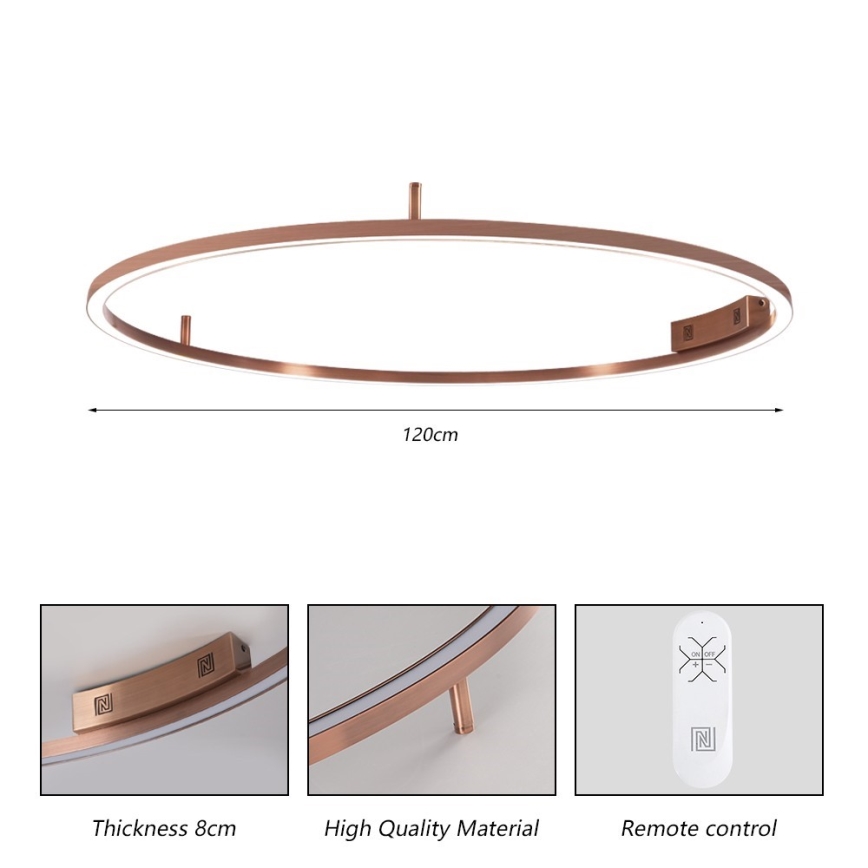 Immax NEO 07325-120C - LED Dimmable Ceiling Light FINO LED/72W/230V 120 cm Tuya Rose Gold + Remote Control