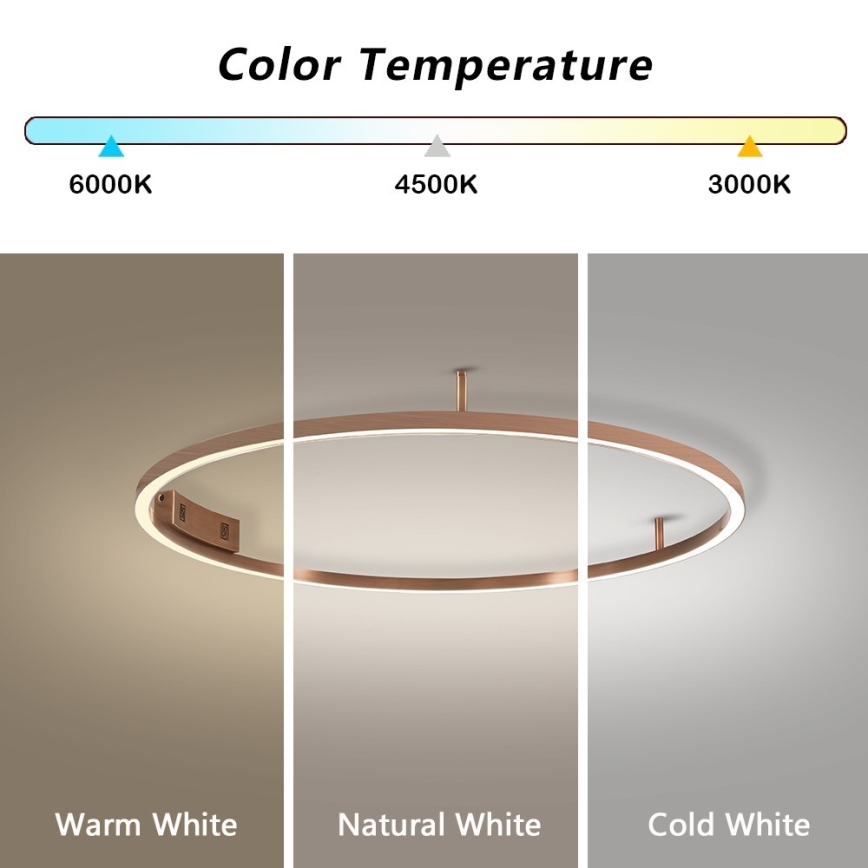 Immax NEO 07326-80C - LED Dimmable Ceiling Light FINO LED/55W/230V 80 cm Tuya Rose Gold + Remote Control