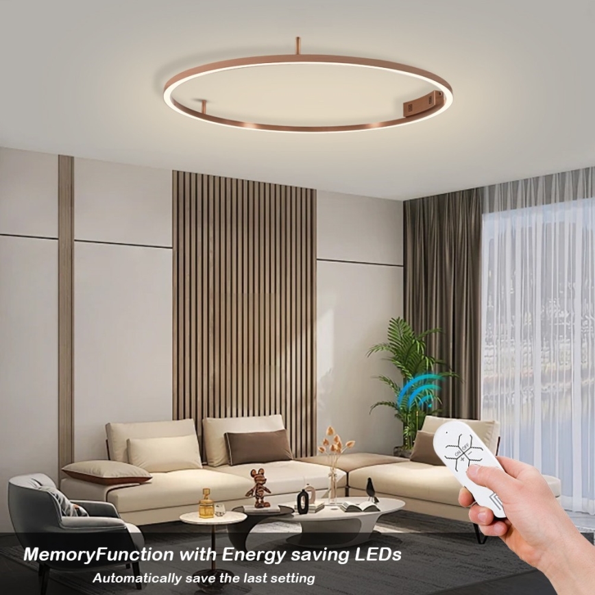 Immax NEO 07326-80C - LED Dimmable Ceiling Light FINO LED/55W/230V 80 cm Tuya Rose Gold + Remote Control