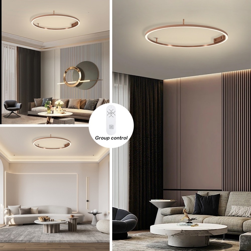 Immax NEO 07326-80C - LED Dimmable Ceiling Light FINO LED/55W/230V 80 cm Tuya Rose Gold + Remote Control