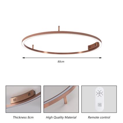 Immax NEO 07326-80C - LED Dimmable Ceiling Light FINO LED/55W/230V 80 cm Tuya Rose Gold + Remote Control