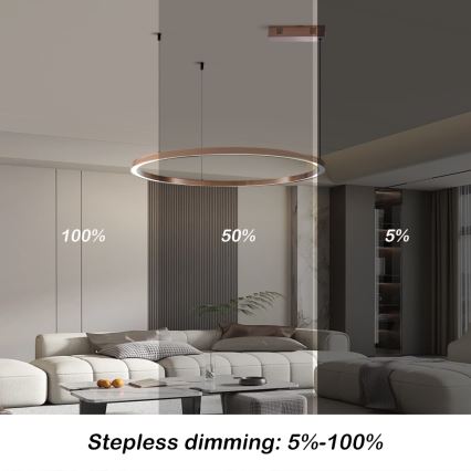 Immax NEO 07327L - FINO LED Dimmable Pendant Lamp on Cable LED/55W/230V, 80 cm, Rose Gold, Tuya + Remote Control