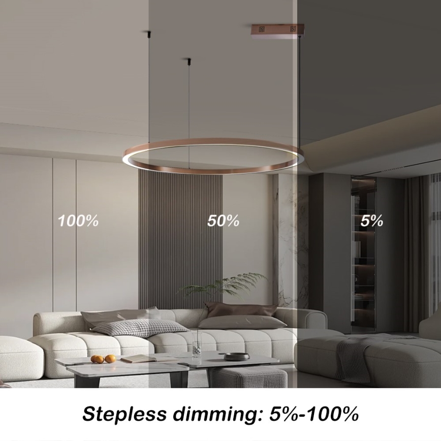 Immax NEO 07327L - FINO LED Dimmable Pendant Lamp on Cable LED/55W/230V, 80 cm, Rose Gold, Tuya + Remote Control