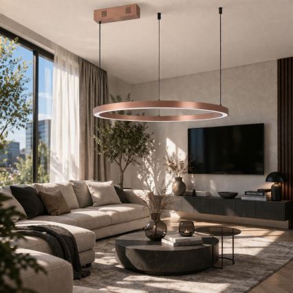 Immax NEO 07327L - FINO LED Dimmable Pendant Lamp on Cable LED/55W/230V, 80 cm, Rose Gold, Tuya + Remote Control
