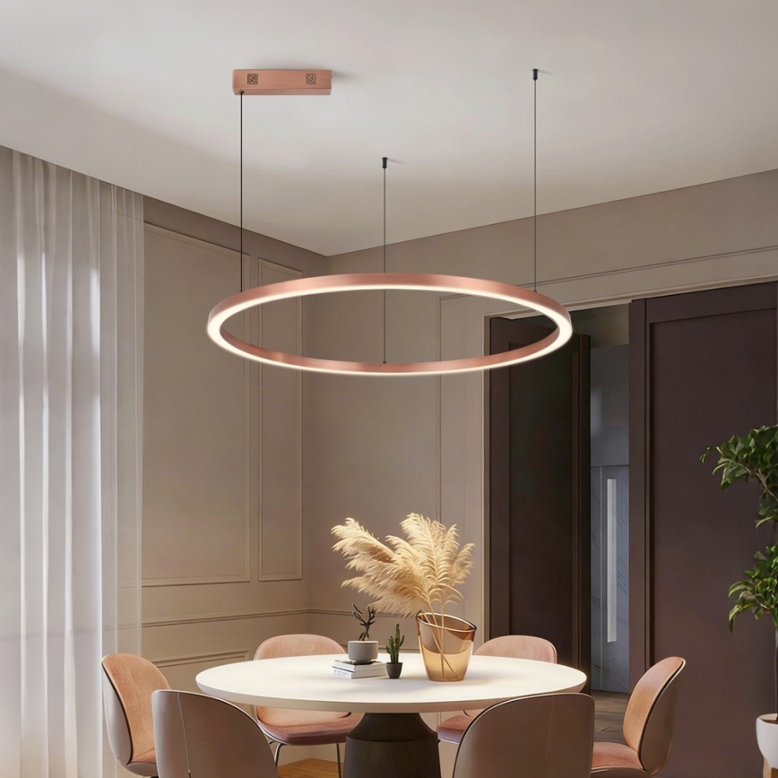 Immax NEO 07327L - FINO LED Dimmable Pendant Lamp on Cable LED/55W/230V, 80 cm, Rose Gold, Tuya + Remote Control