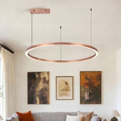 Immax NEO 07327L - FINO LED Dimmable Pendant Lamp on Cable LED/55W/230V, 80 cm, Rose Gold, Tuya + Remote Control