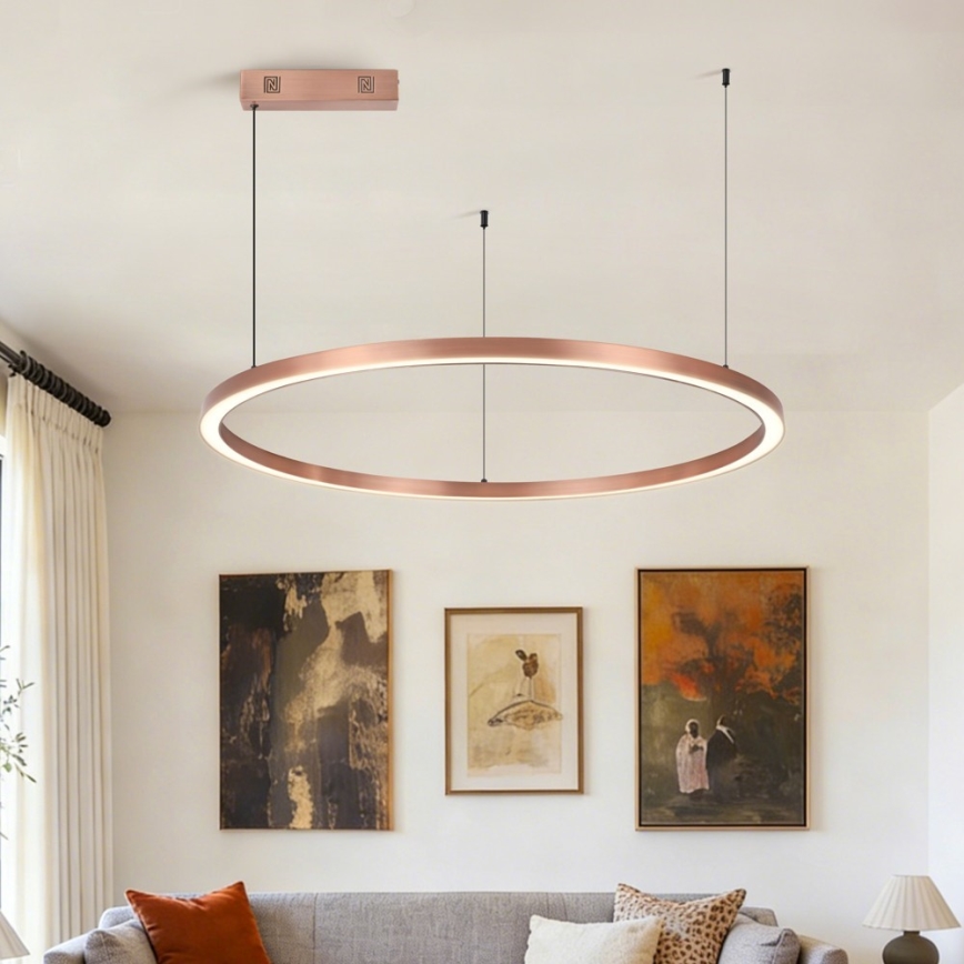 Immax NEO 07327L - FINO LED Dimmable Pendant Lamp on Cable LED/55W/230V, 80 cm, Rose Gold, Tuya + Remote Control