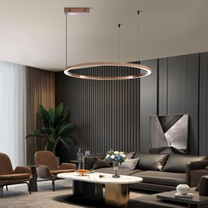Immax NEO 07327L - FINO LED Dimmable Pendant Lamp on Cable LED/55W/230V, 80 cm, Rose Gold, Tuya + Remote Control