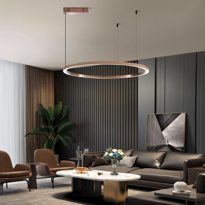 Immax NEO 07327L - FINO LED Dimmable Pendant Lamp on Cable LED/55W/230V, 80 cm, Rose Gold, Tuya + Remote Control