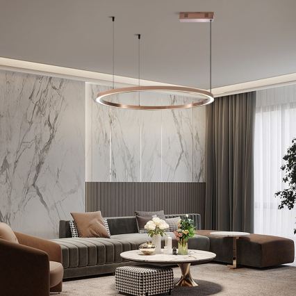Immax NEO 07327L - FINO LED Dimmable Pendant Lamp on Cable LED/55W/230V, 80 cm, Rose Gold, Tuya + Remote Control