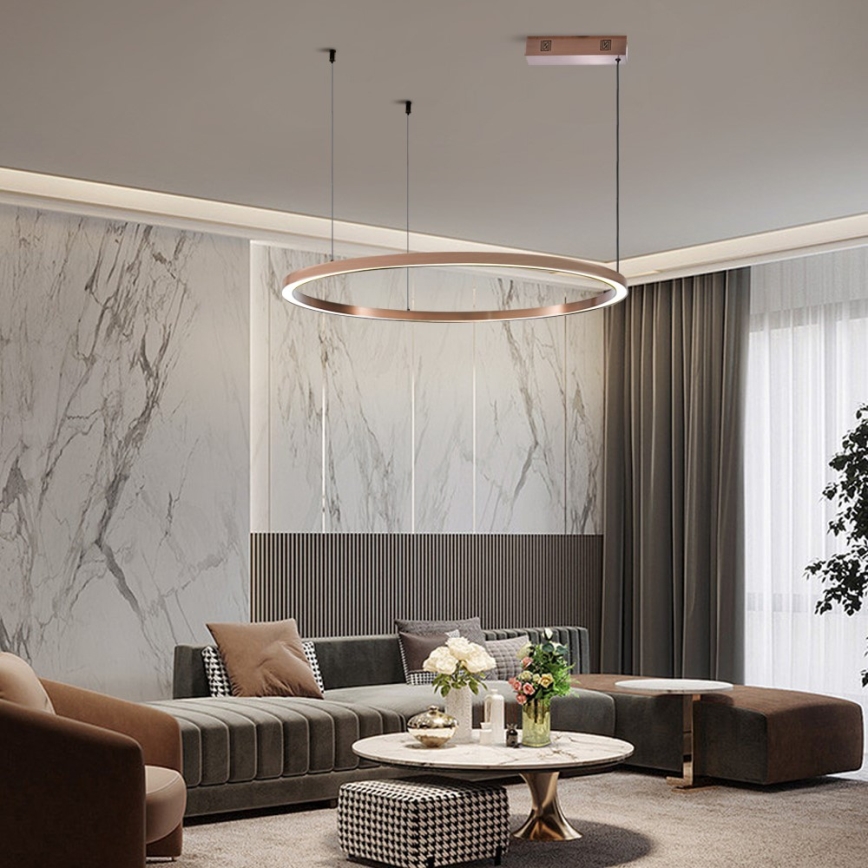 Immax NEO 07327L - FINO LED Dimmable Pendant Lamp on Cable LED/55W/230V, 80 cm, Rose Gold, Tuya + Remote Control