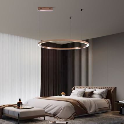 Immax NEO 07327L - FINO LED Dimmable Pendant Lamp on Cable LED/55W/230V, 80 cm, Rose Gold, Tuya + Remote Control