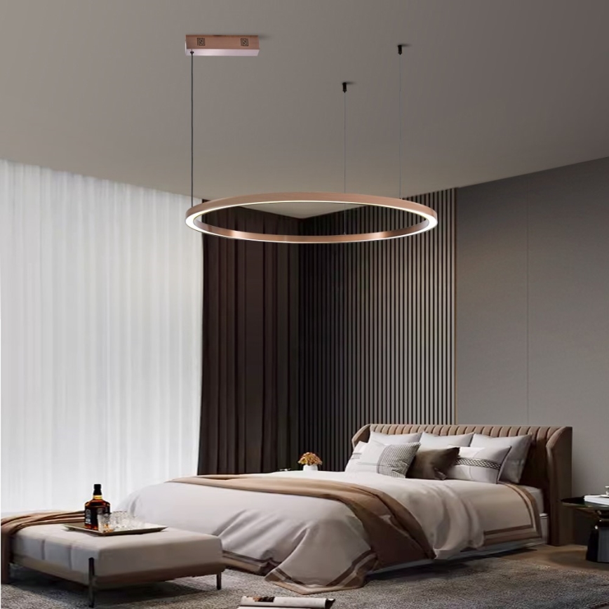 Immax NEO 07327L - FINO LED Dimmable Pendant Lamp on Cable LED/55W/230V, 80 cm, Rose Gold, Tuya + Remote Control