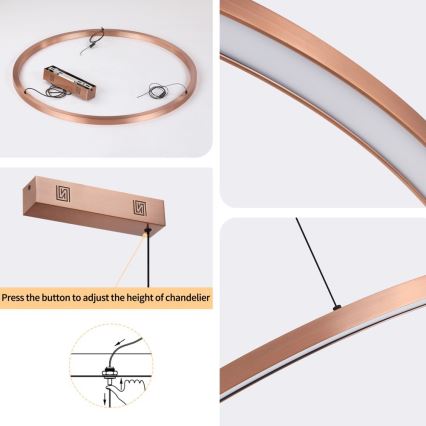 Immax NEO 07327L - FINO LED Dimmable Pendant Lamp on Cable LED/55W/230V, 80 cm, Rose Gold, Tuya + Remote Control