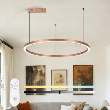 Immax NEO 07327L - FINO LED Dimmable Pendant Lamp on Cable LED/55W/230V, 80 cm, Rose Gold, Tuya + Remote Control