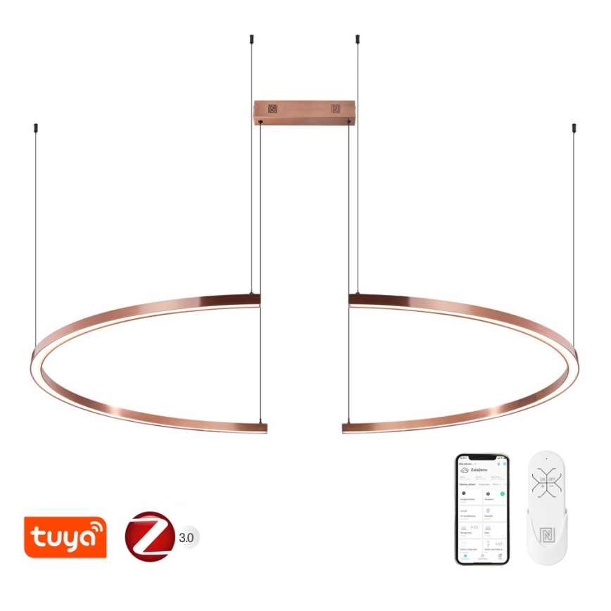 Immax NEO 07328L - FINO LED Dimmable Cable Pendant Light 72W/230V, 120 cm, Rose Gold, Tuya + Remote Control