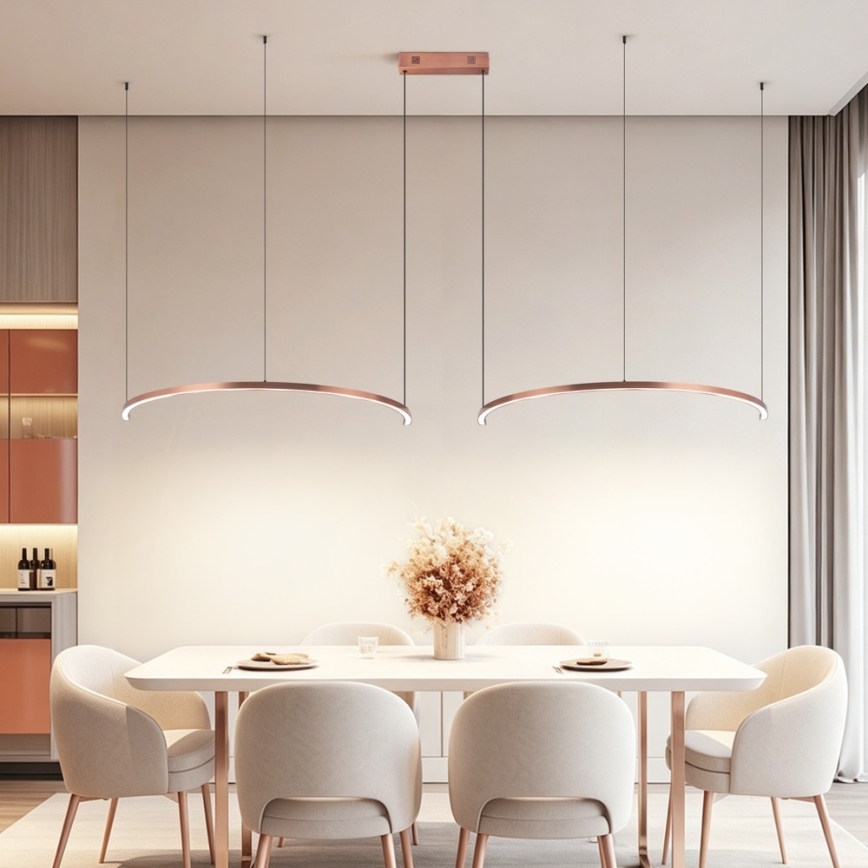 Immax NEO 07328L - FINO LED Dimmable Cable Pendant Light 72W/230V, 120 cm, Rose Gold, Tuya + Remote Control