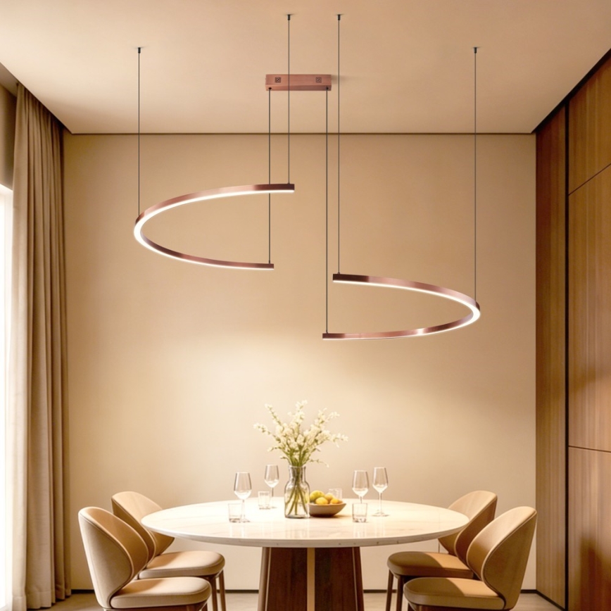 Immax NEO 07328L - FINO LED Dimmable Cable Pendant Light 72W/230V, 120 cm, Rose Gold, Tuya + Remote Control