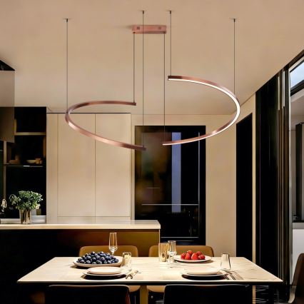 Immax NEO 07328L - FINO LED Dimmable Cable Pendant Light 72W/230V, 120 cm, Rose Gold, Tuya + Remote Control