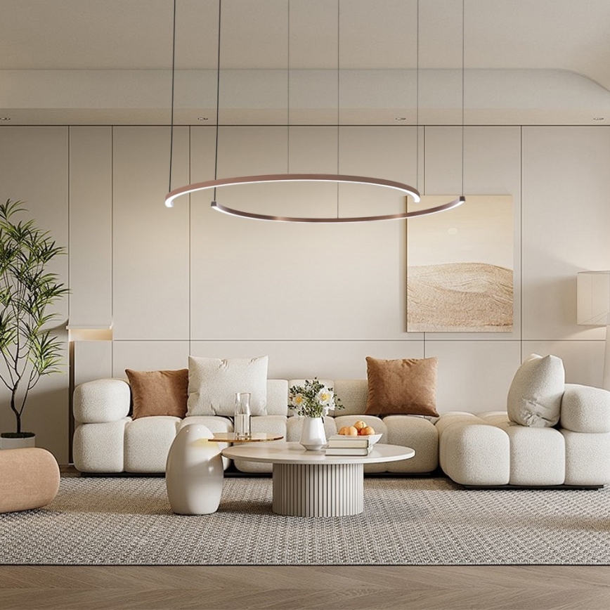 Immax NEO 07328L - FINO LED Dimmable Cable Pendant Light 72W/230V, 120 cm, Rose Gold, Tuya + Remote Control