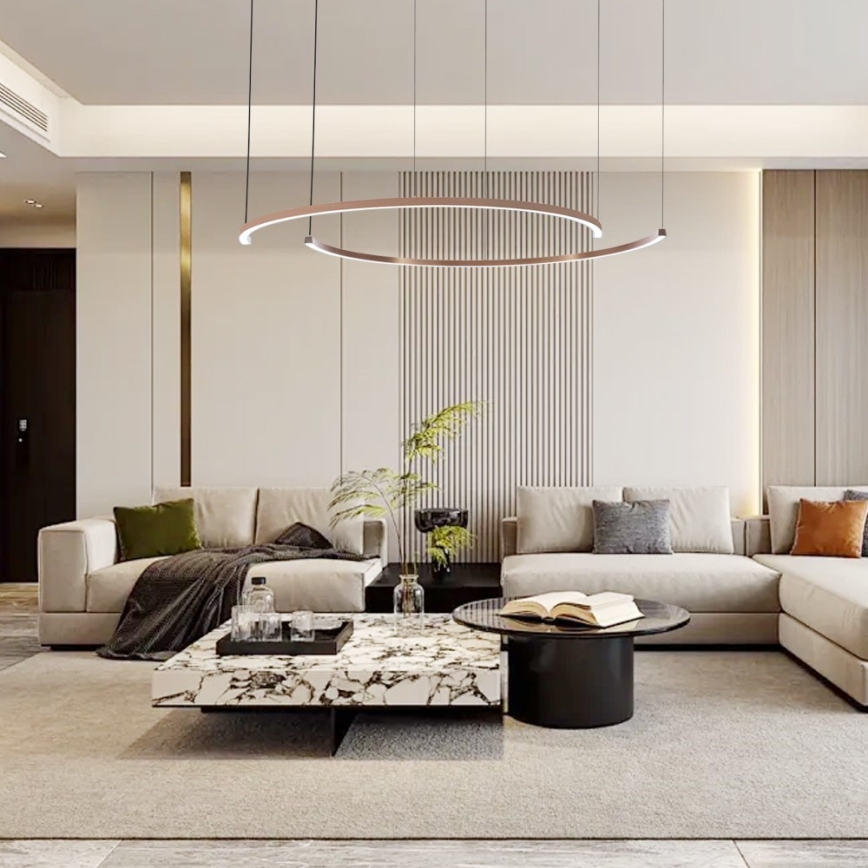 Immax NEO 07328L - FINO LED Dimmable Cable Pendant Light 72W/230V, 120 cm, Rose Gold, Tuya + Remote Control