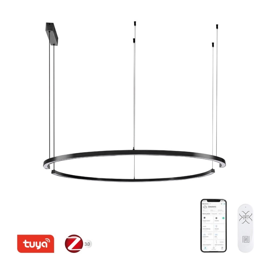 Immax NEO 07329L - FINO Dimmable Cable Pendant Light LED/72W/230V 120 cm Black Tuya-enabled + Remote Control