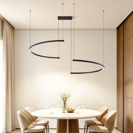 Immax NEO 07329L - FINO Dimmable Cable Pendant Light LED/72W/230V 120 cm Black Tuya-enabled + Remote Control