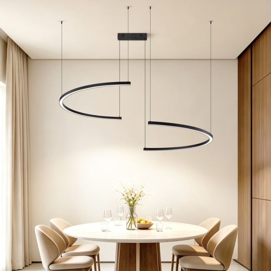 Immax NEO 07329L - FINO Dimmable Cable Pendant Light LED/72W/230V 120 cm Black Tuya-enabled + Remote Control