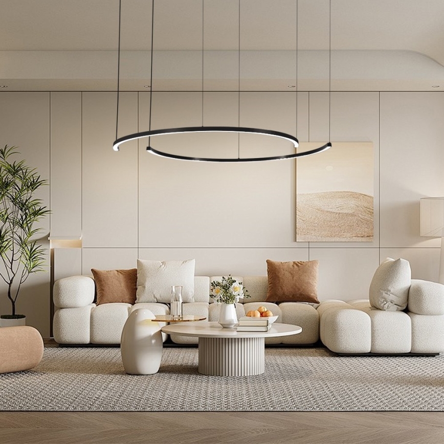 Immax NEO 07329L - FINO Dimmable Cable Pendant Light LED/72W/230V 120 cm Black Tuya-enabled + Remote Control