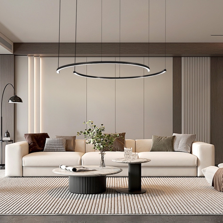 Immax NEO 07329L - FINO Dimmable Cable Pendant Light LED/72W/230V 120 cm Black Tuya-enabled + Remote Control