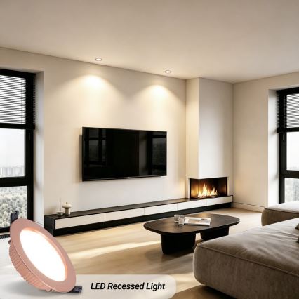 Immax NEO 07330L - Dimmable recessed DOWN LED light/12W/230V Wi-Fi Tuya Ø 12 cm rose gold